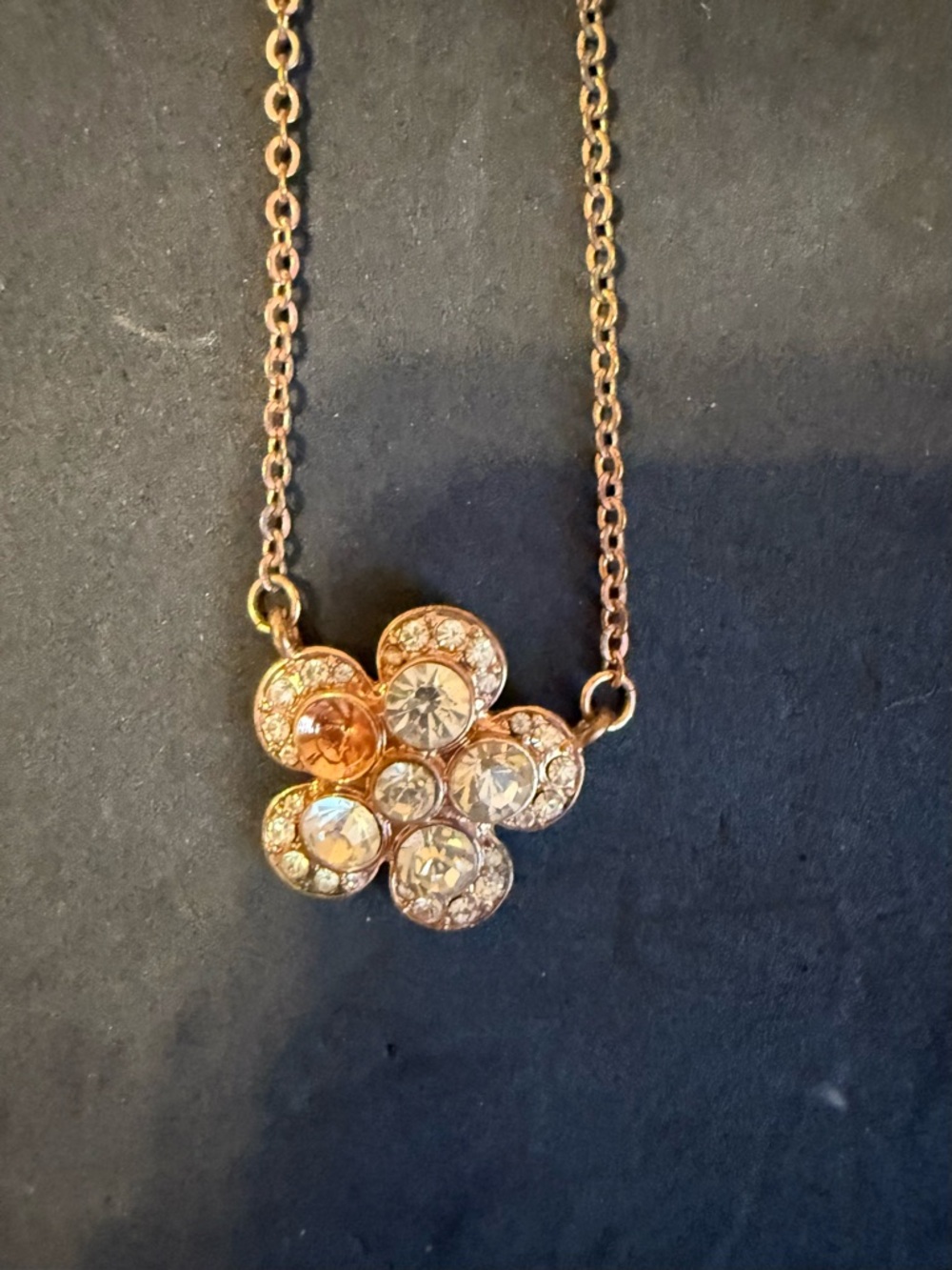 Rose Gold Flower Crystal Necklace - Women Jewelry